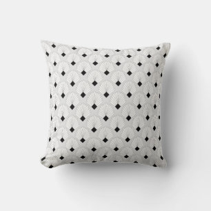 White Art Deco Design Throw Pillow