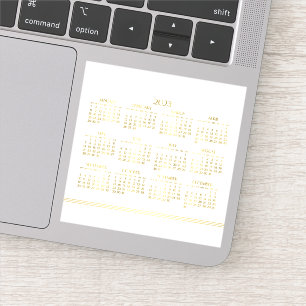 White Art Deco Gold Yearly Calendar 2023