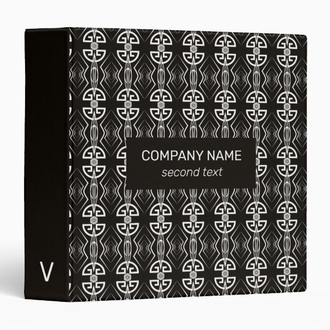 White Art Deco Pattern Binder (Front/Spine)
