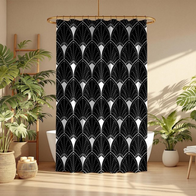 White Art Deco Pattern On Black Background (Creator Uploaded)