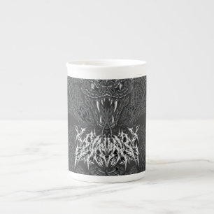 White Art Deco Serpent   Ornamental Cobra Graphic Bone China Mug