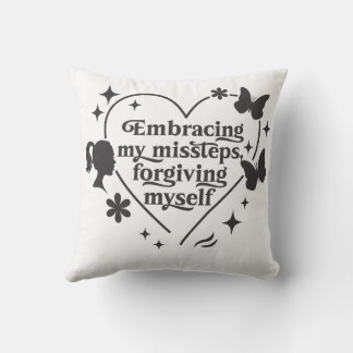 White Artwork Throw Pillow Self-Compassion Cushion