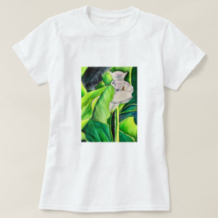 White Arum Lily watercolor tropical floral T-Shirt