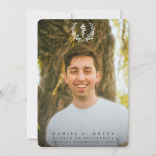 White Asclepius Medical School 2 Photo Graduation Announcement