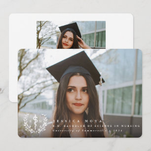 White Asclepius RN Registered Nurse Graduation Announcement