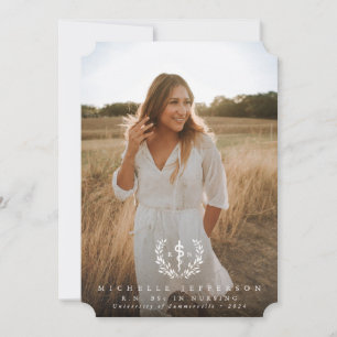 White Asclepius RN Registered Nurse Graduation Announcement
