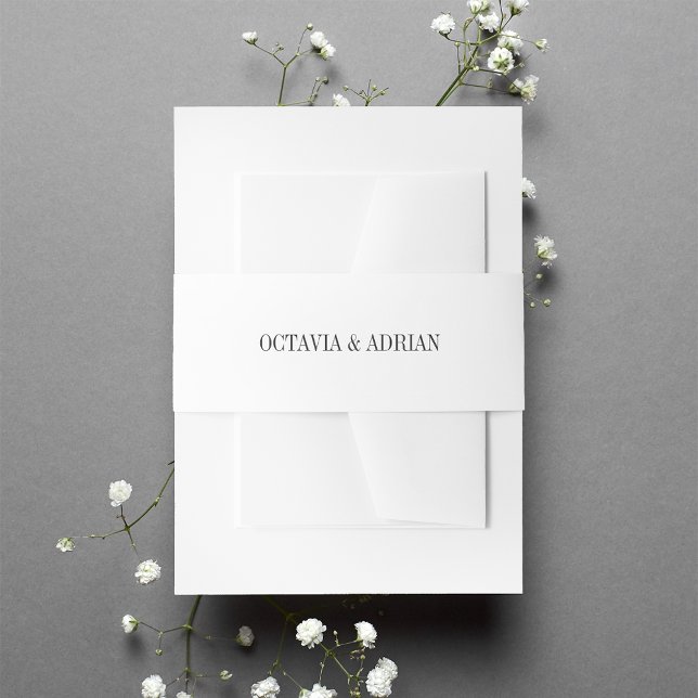 White + Ash Black Lettering Wedding Invitation Belly Band (Creator Uploaded)
