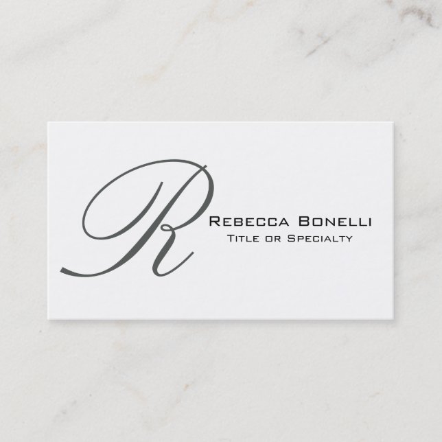 White Ash Grey Monogram Consultant Business Card (Front)