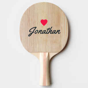White Ash Wood Vintage Heart Signature Ping Pong Paddle