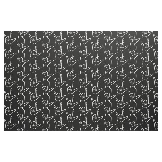 White ASL I Love You Patterned Fabric (Yard)
