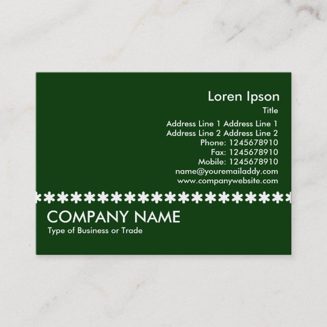 White Asterisk Line - Dark Green Business Card (Front)