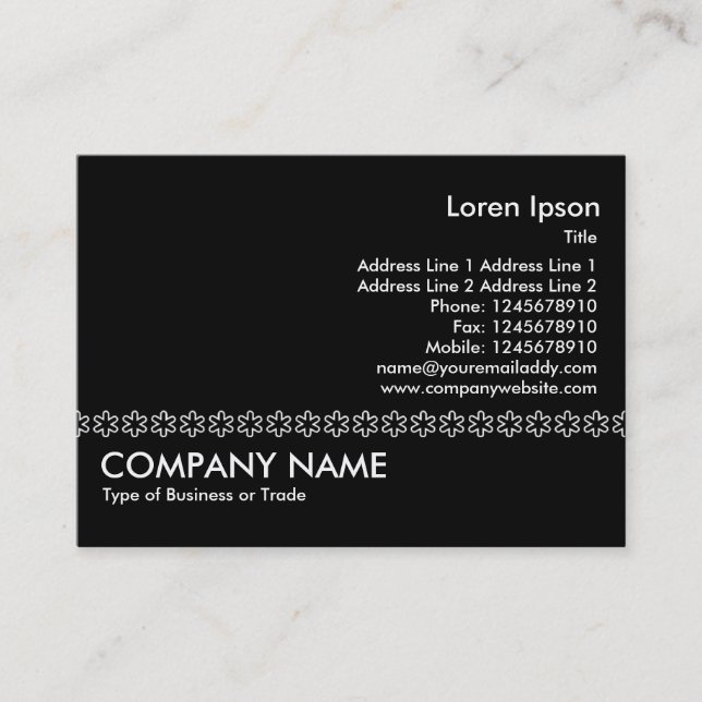 White Asterisk Line (Outline)- Black Business Card (Front)