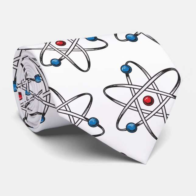 White Atom Molecule Pattern Teacher Science Tie (Rolled)