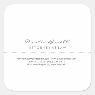 White Attorney at Law Excellent Traditional Simple Square Sticker