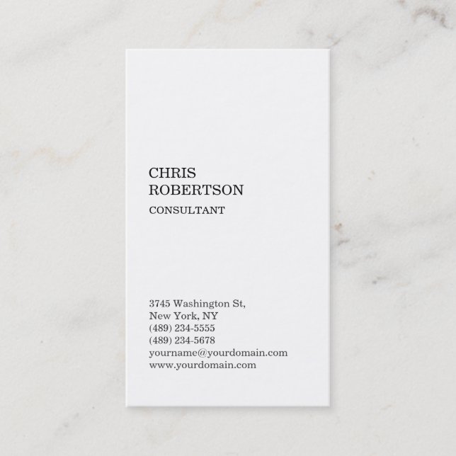 White Attractive Classical Standard Business Card (Front)