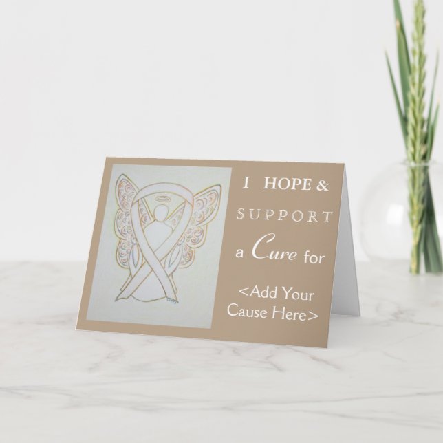 White Awareness Ribbon Angel Art Greeting Cards (Front)