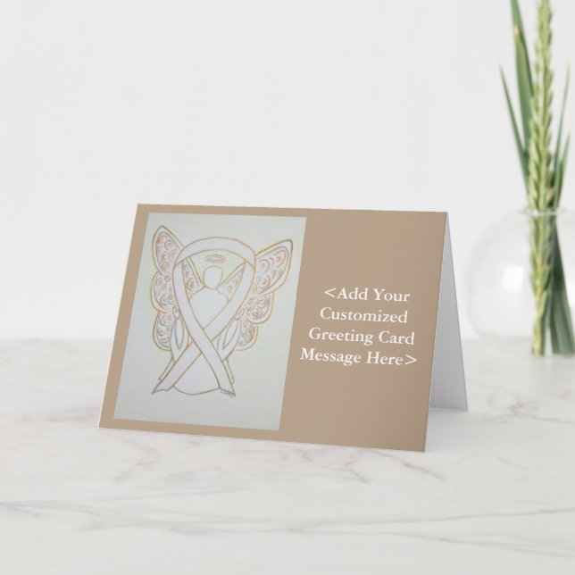 White Awareness Ribbon Angel Cards (Front)