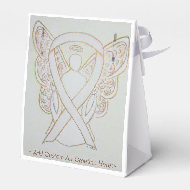 White Awareness Ribbon Angel Party Favour Boxes (Back Side)