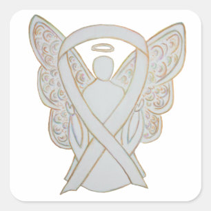 White Awareness Ribbon Angel Sticker Decals