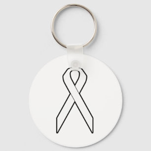 White Awareness Ribbon Keychain