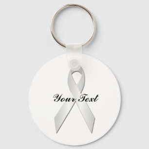 White Awareness Ribbon Keychian Keychain