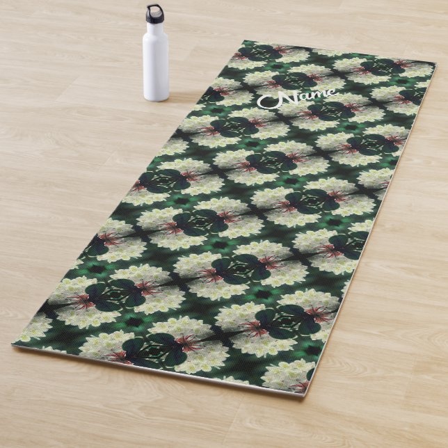 White Azalea Flower Abstract Pattern Personalized  Yoga Mat (In Situ)