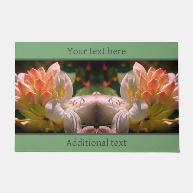 White Azalea Flower Blossom Bud Personalized Doormat (Front)