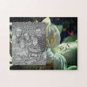 White Azalea Flower Frame Add Your Photo Jigsaw Puzzle