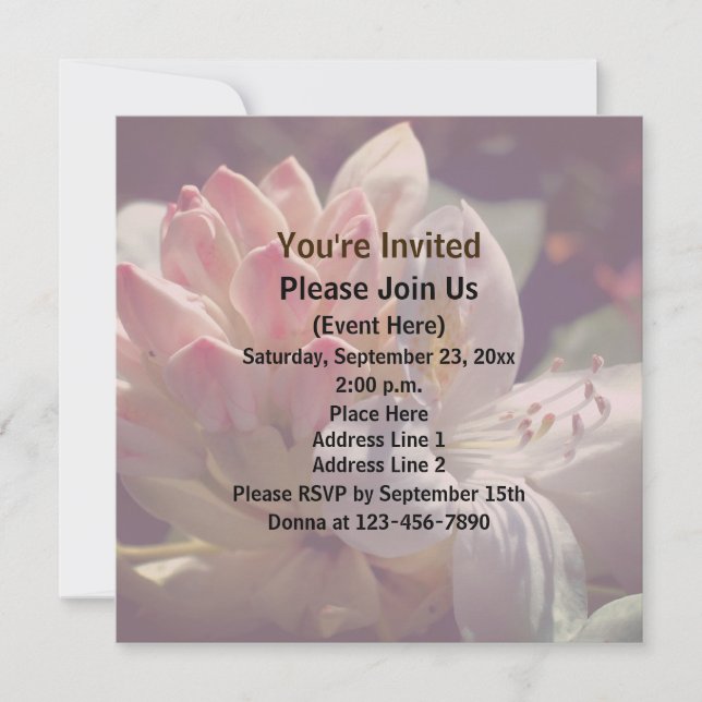 White Azalea Flower  Invitation (Front)
