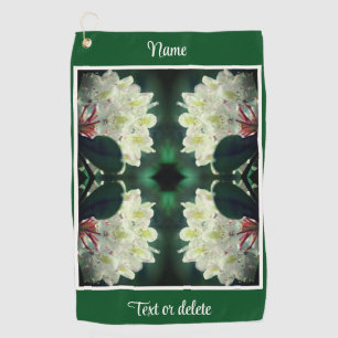 White Azalea Flower Raindrops Personalized Golf Towel