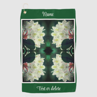 White Azalea Flower Raindrops Personalized Golf Towel