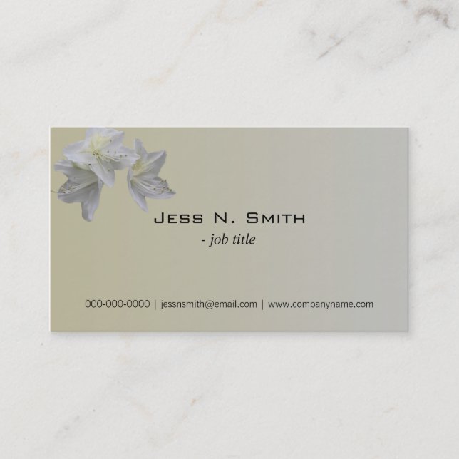 white azalea flower simple business cards. business card (Front)