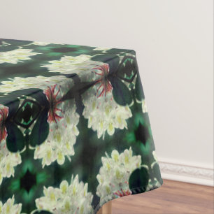 White Azalea Flower With Raindrops Abstract     Tablecloth
