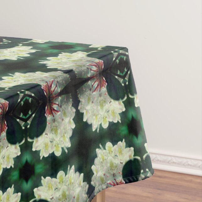 White Azalea Flower With Raindrops Abstract     Tablecloth (In Situ)