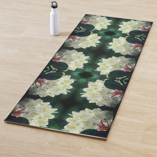 White Azalea Flower With Raindrops Abstract Yoga Mat (In Situ)