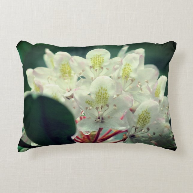 White Azalea Flower With Raindrops   Accent Pillow (Front)