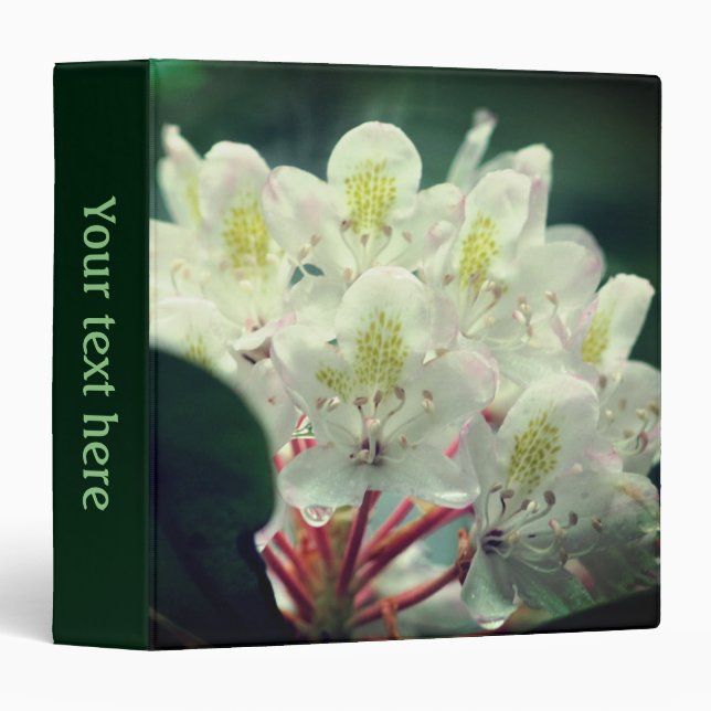 White Azalea Flower With Raindrops Personalized Binder (Front/Spine)