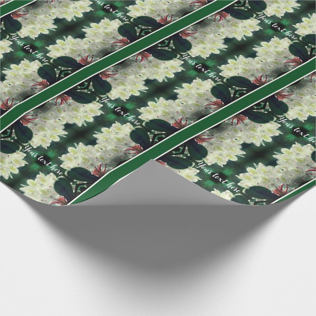 White Azalea Flower With Raindrops Personalized Wrapping Paper (Corner)