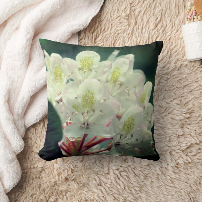 White Azalea Flower With Raindrops   Throw Pillow (Blanket)