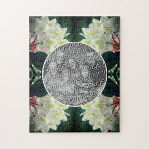 White Azalea Flowers Frame Add Your Photo Jigsaw Puzzle