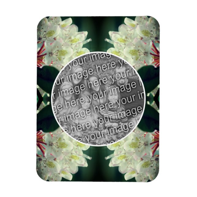 White Azalea Flowers Frame Add Your Photo Magnet (Vertical)