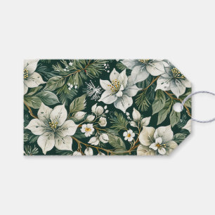 White Azaleas and Evergreens Holiday Gift Tags