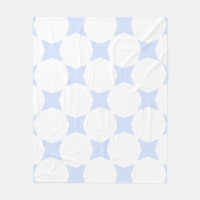 White & Baby Blue Pastel Star Pattern Design Fleece Blanket (Front)