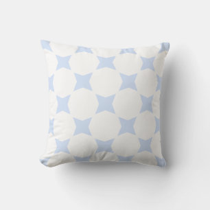White & Baby Blue Pastel Star Pattern Design Throw Pillow