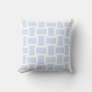 White & Baby Blue Pastel Weave Design Throw Pillow