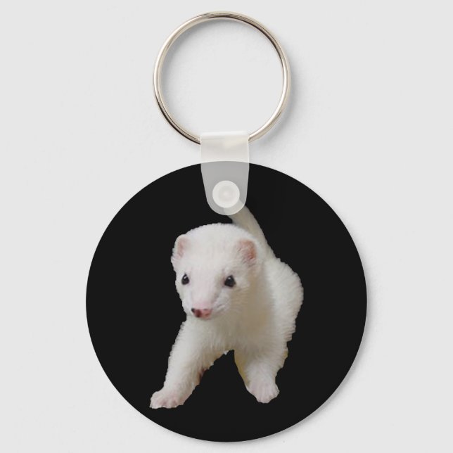 White Baby Ferret Keychain (Front)