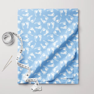 White Baby Footprints On Blue Fabric