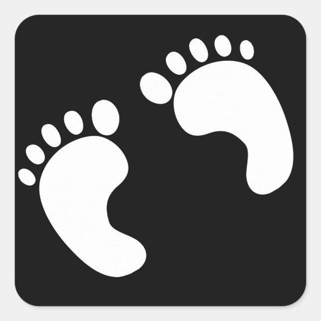 White Baby Footprints Square Sticker (Front)