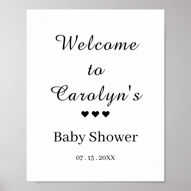 White Baby Shower Welcome  Poster (Front)