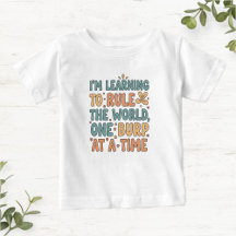 White Baby T-Shirt with Funny Phrase in Cotton